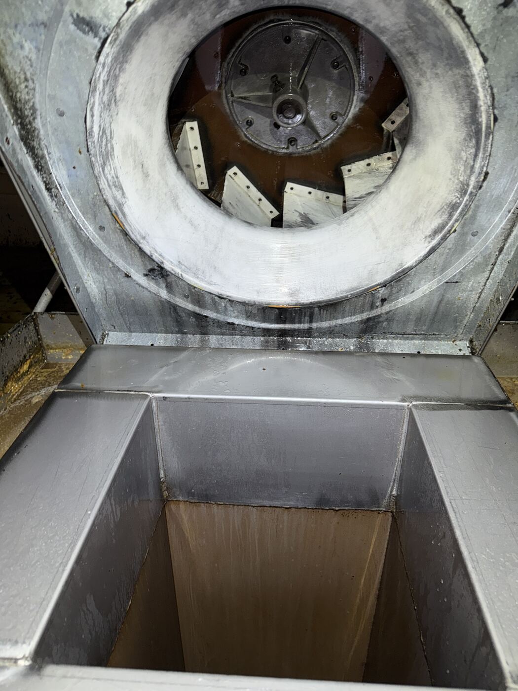 Exhaust fan wheel degreased after cleaning