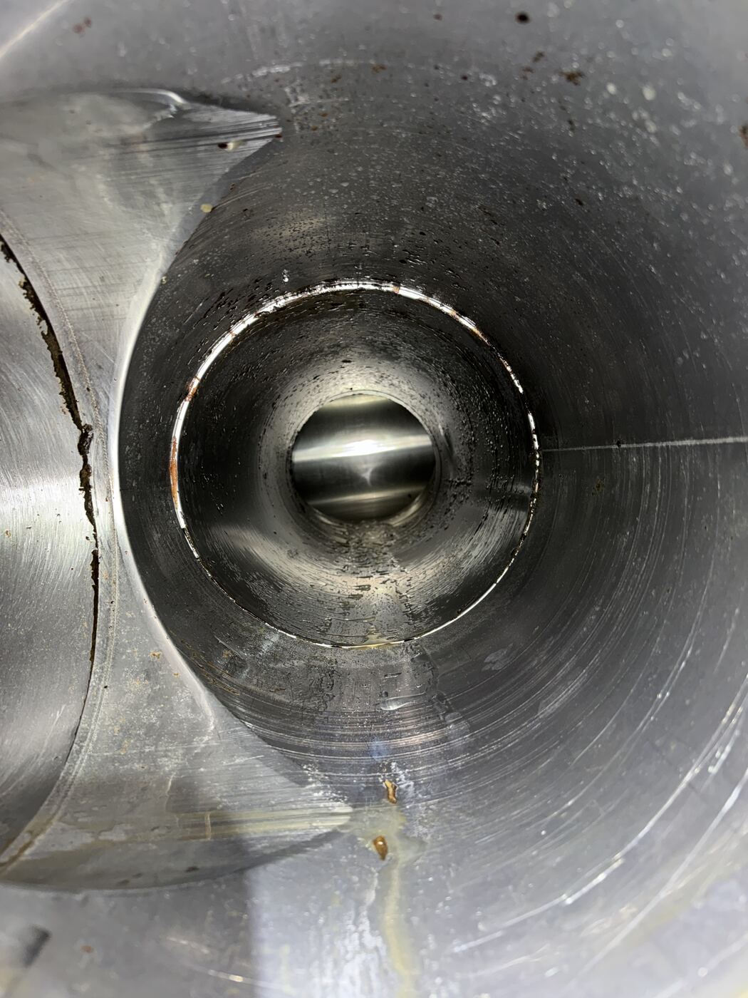 Bare metal duct interior after cleaning